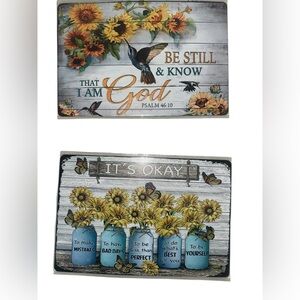 Inspirational Sunflower and Hummingbird Wall Art